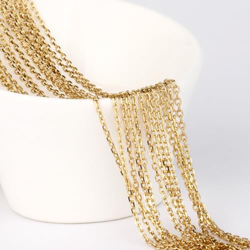33FT 2mm 18K Gold PVD Plated Rolo Cable Chains Roll Bulk for Jewelry Making by Cadikez - Used condition - Image 6