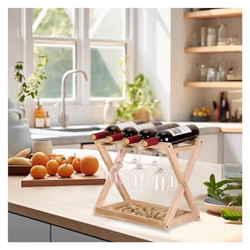 Soporte para 4 botellas de vino de madera miniatura 3