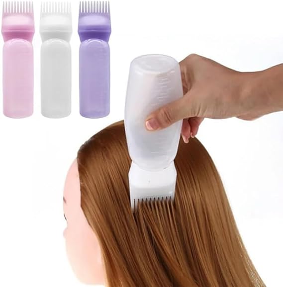 Orret Home 170 ml Hazneli Saç Boyama Tarağı – Doldurulabilir Plastik Aplikatör Şişesi, Kuaförler İçin Pratik Boya Uygulama Tarağı, Saç Boyası Şişesi-Pratik Saç Boyama Aparatı-Asorti Renk (Düz Tarak)