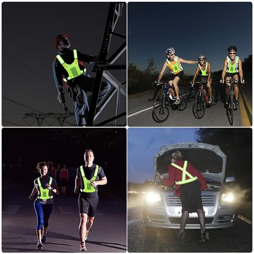 Miniatura 7 de Luzoon 2 Chalecos Y Brazaletes Reflectantes Para Seguridad, Bicicleta, Running, Senderismo, Ciclismo Con Bolsillo