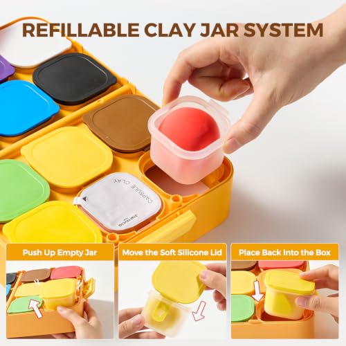 Image of Jar Melo Air Dry Clay for Kids 12 Colors Modeling Clay Kit with Storage Box