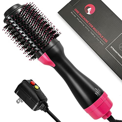 Hair Dryer Brush,3 in 1 Hot Air Brush,Professional 1-Step Hair Dryer and Styler Volumizer for Womenï¼ŒBlow Dryer Brush with Negative Ionic for Straightening , Curling and Fast Dry Hair (Pink)