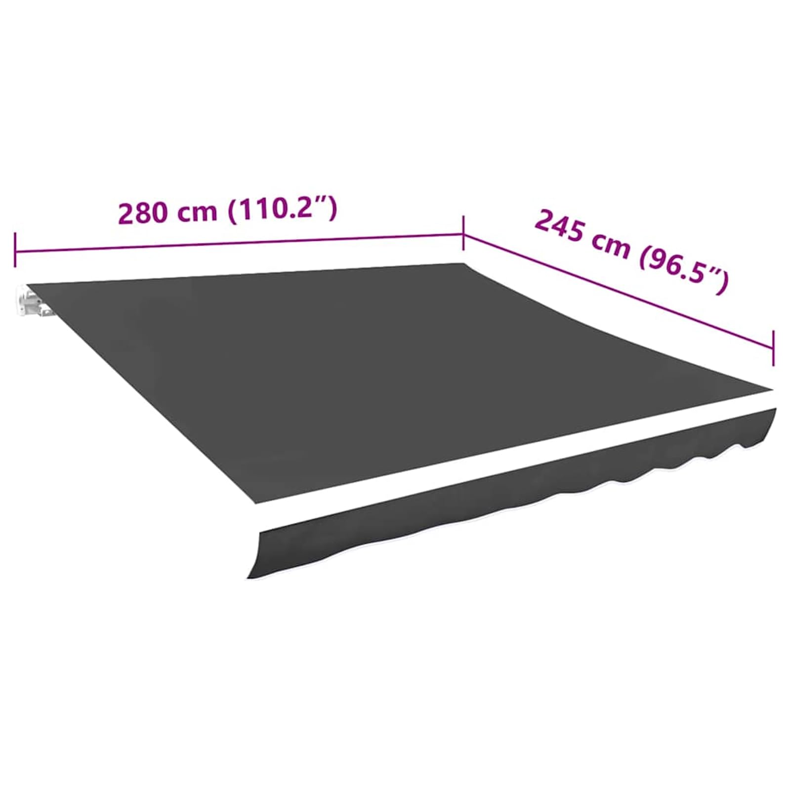 Homgoday Tessuto di ricambio per tenda da sole, tenda da sole in tela, tenda da esterno per finestra, porta, giardino, veranda, parasole, tenda solare esterna, antracite, 300 x 250 cm