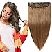 Produktbild Extensions Echthaar Clips In 1 Stück 100% Remy Echthaar Haarverlängerung (45cm-50g #6 Hellbraun)