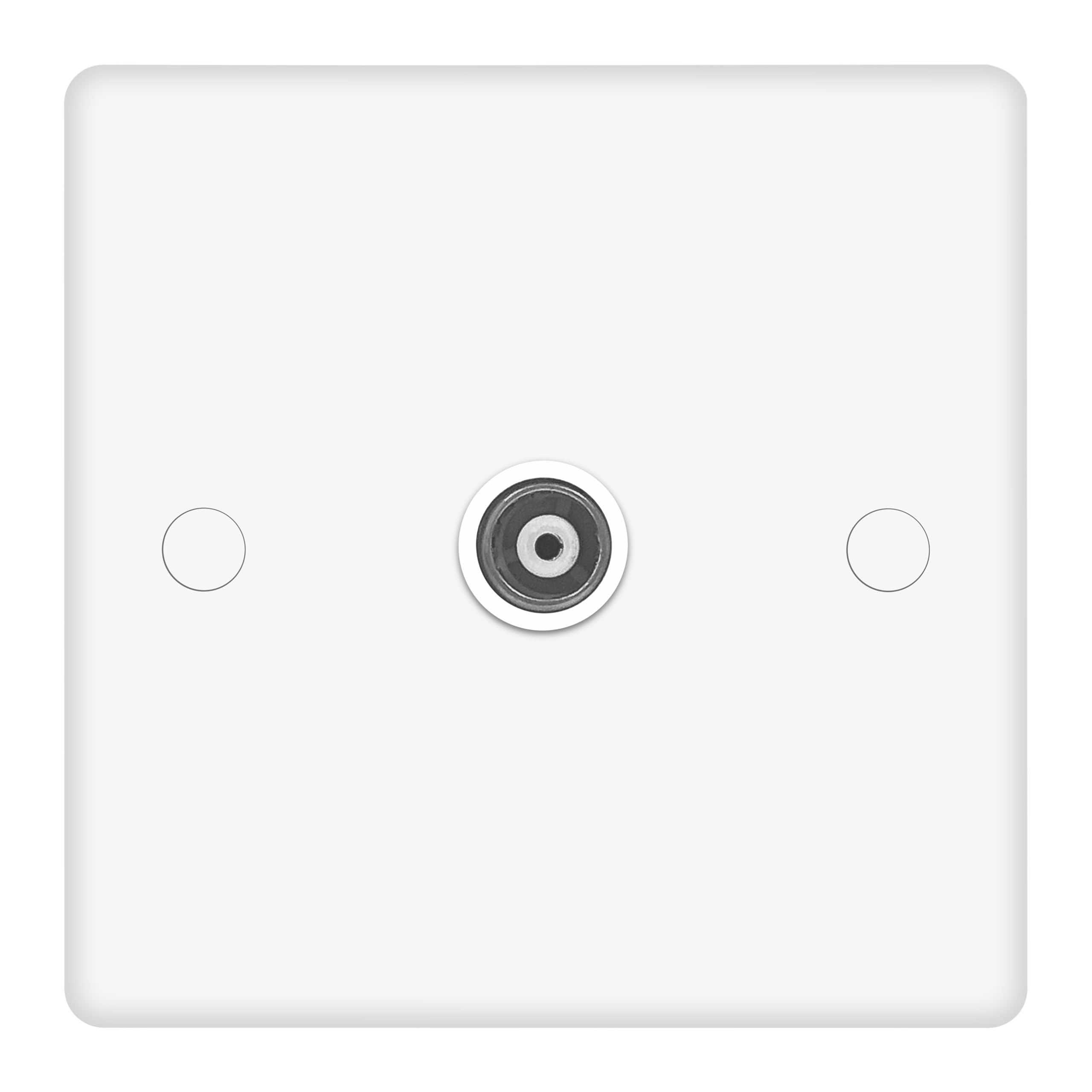 Evoges White Vector 1 Gang Coaxial Tv Socket, Tv Aerial Wall Outlet Plate, Screw Caps Included