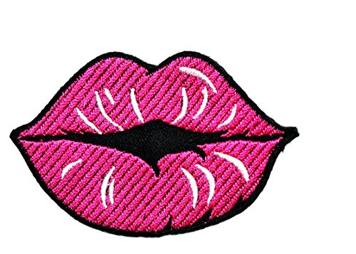HHO Colorful Pink Lipstick Cartoon Kids Patch Embroidered DIY Patches, Cute Applique Sew Iron on Kids Craft Patch for Bags Jackets Jeans Clothes