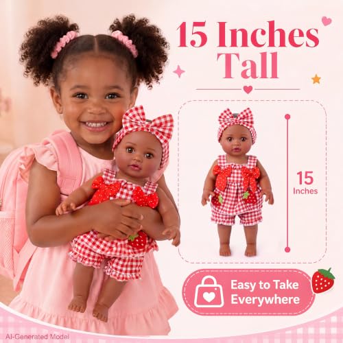 Set muñecas bebé negras 15 pulg. vinilo realista miniatura 6