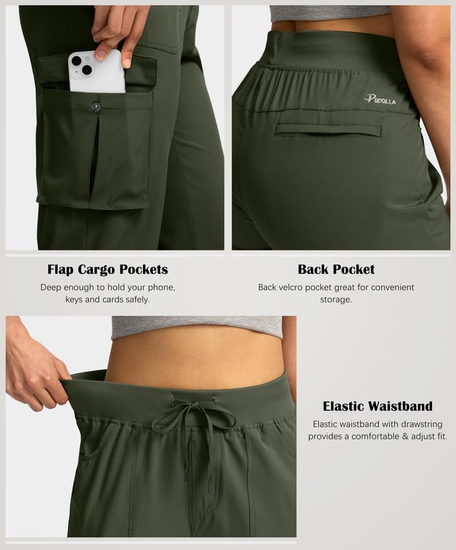 Pudolla Women's Cargo Capri Pants Lightweight Quick Dry Hiking Pants Summer Travel Casual Capris with 5 Pockets - Image 6