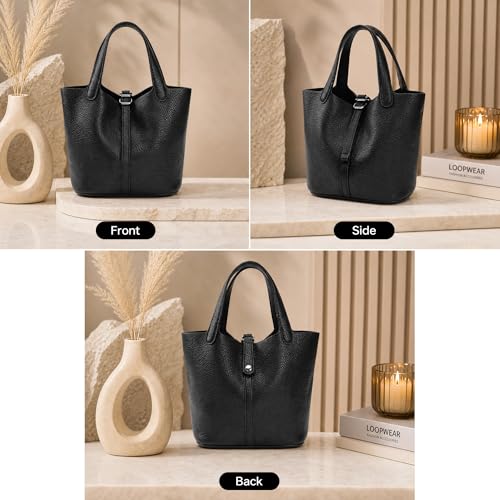 Mini bolso tipo saco para mujer, cuero vegano miniatura 5