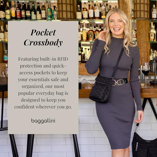 Image of Baggallini Pocket Crossbody Bags for Women 8x8 Small Lightweight Durable Water-resistant Travel Purse W /Rfid