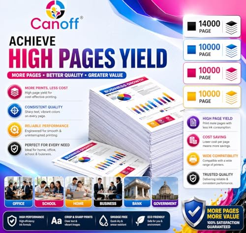 Image of CANOFF Compatible Refill for 001, 003, 008, 005, T664 (UV) Multicolor Ink (and Other Models that Support Epsson Ink Tank Systems) (1000ml) (Epsson Printer Refill Ink, CMYK)