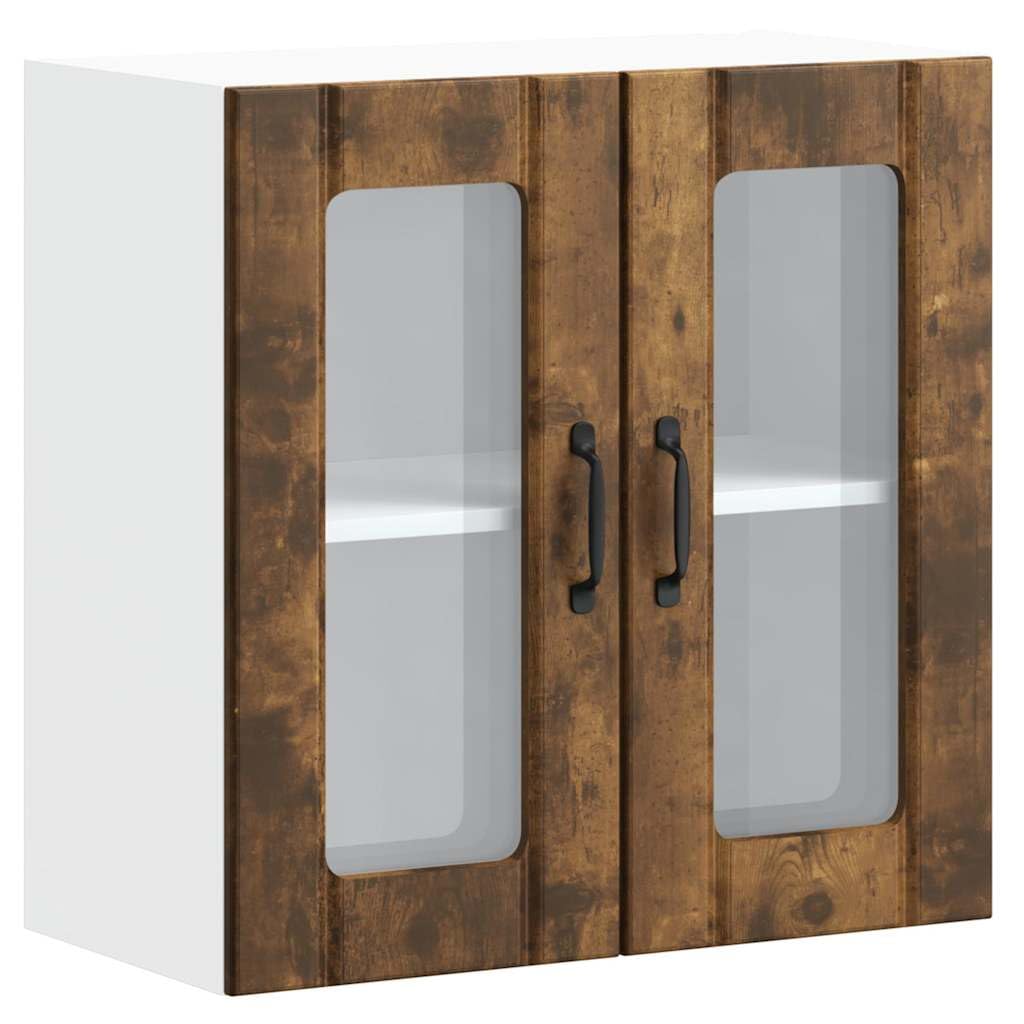 vidaXL Kitchen Wall Cabinet with Glass Door Lucca Smoked Oak Engineered — image 1