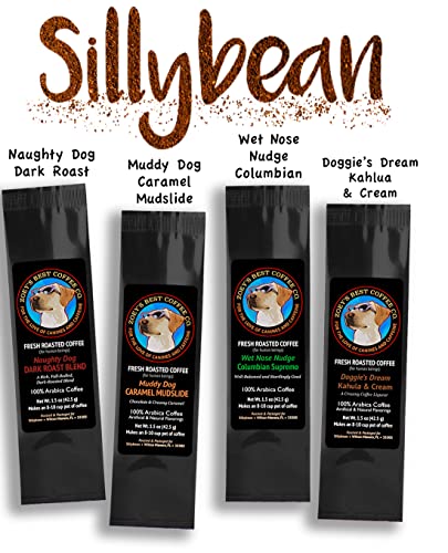 Sillybean Best Dog Mom Dog Dad Ground Coffee Sampler Gift Box | 8 Delicious Fresh Roasted Coffees With Fun Dog-Themed Names And Labels Ready To Give Or Send #TOP2