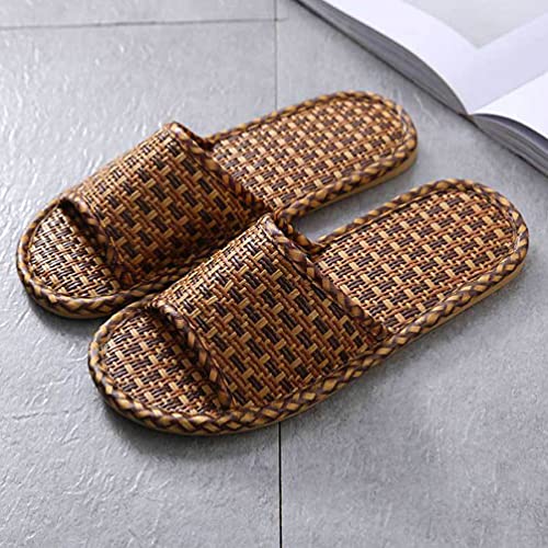 Holibanna Women Spring Summer Bamboo Rattan Flip- Flops Slipper Bohemia Style Flat Slide Sandals Casual Summer Beach Shoes 1 Pair #TOP5