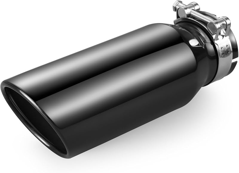 Ponteira de escapamento Piclafe em aço inoxidável PVD preto, entrada 7,62 cm e saída 10,16 cm – 1 unidade