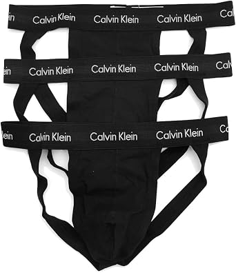 Calvin Klein Cotton Stretch Jock Strap 3-Pack Mens Jock Strap Pants, Set of 3, Logo, Underwear, Parallel Import