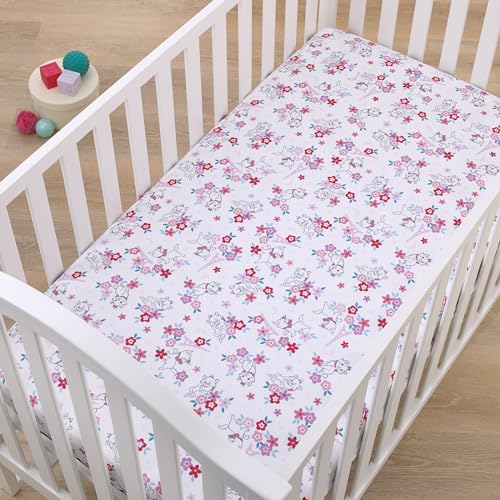 Image of Disney Aristocats Pink, White, and Teal, Marie Super Soft Nursery Fitted Crib Sheet
