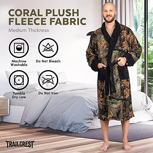 TrailCrest by Treel Men's Camo Polar Fleece Bathrobe with Shawl Collar2