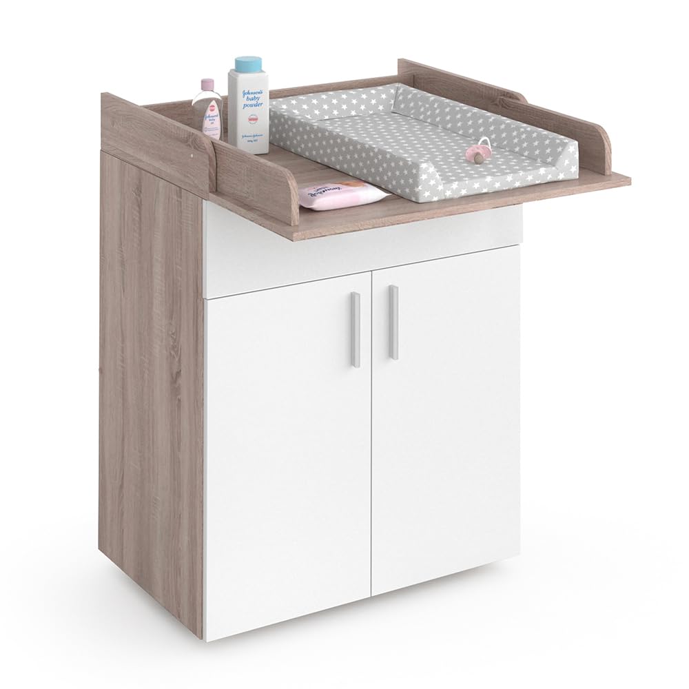 Vicco Fasciatoio Lena, Bianco/Sonoma, 75.2 x 101.5 cm, convertibile in comò normale dopo il periodo del fasciatoio