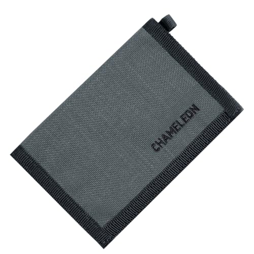 Chameleon Bifold Mens Wallet-Military Tactical Men Wallet- Canvas Thin Front Pocket Travel Bi-Fold Wallet-Best Nylon Travel Pouch (Grey), Grey, Classic