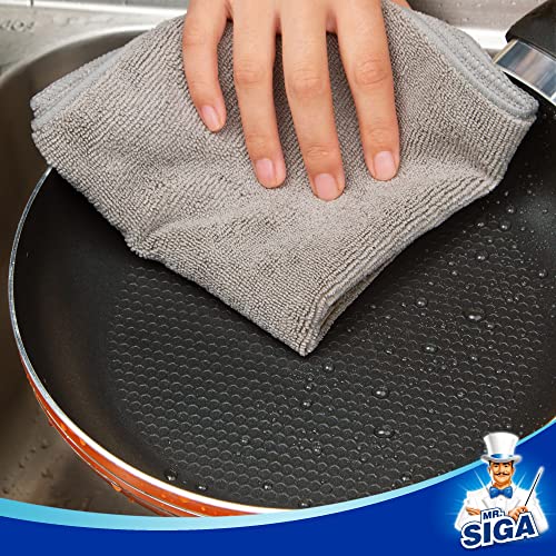 MR.SIGA Microfiber Cleaning Cloth, All-Purpose Microfiber Towels, Streak Free Cleaning Rags, Pack of 12, Grey, Size 32 x 32 cm(12.6 x 12.6 inch) by MR.SIGA - Image 5