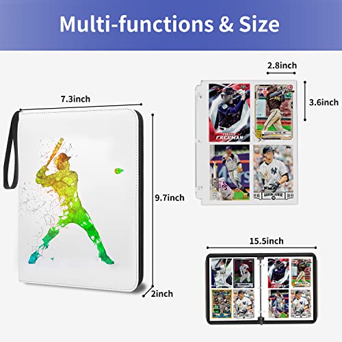 Hesplus Card Binder 4 Pocket, Trading Card Binder With Sleeves, Baseball Card Binder, Sports Card Binder Collectible Trading Card Albums Fits 400 Cards With 50 Removable Sleeves For Mtg, Tcg #TOP1