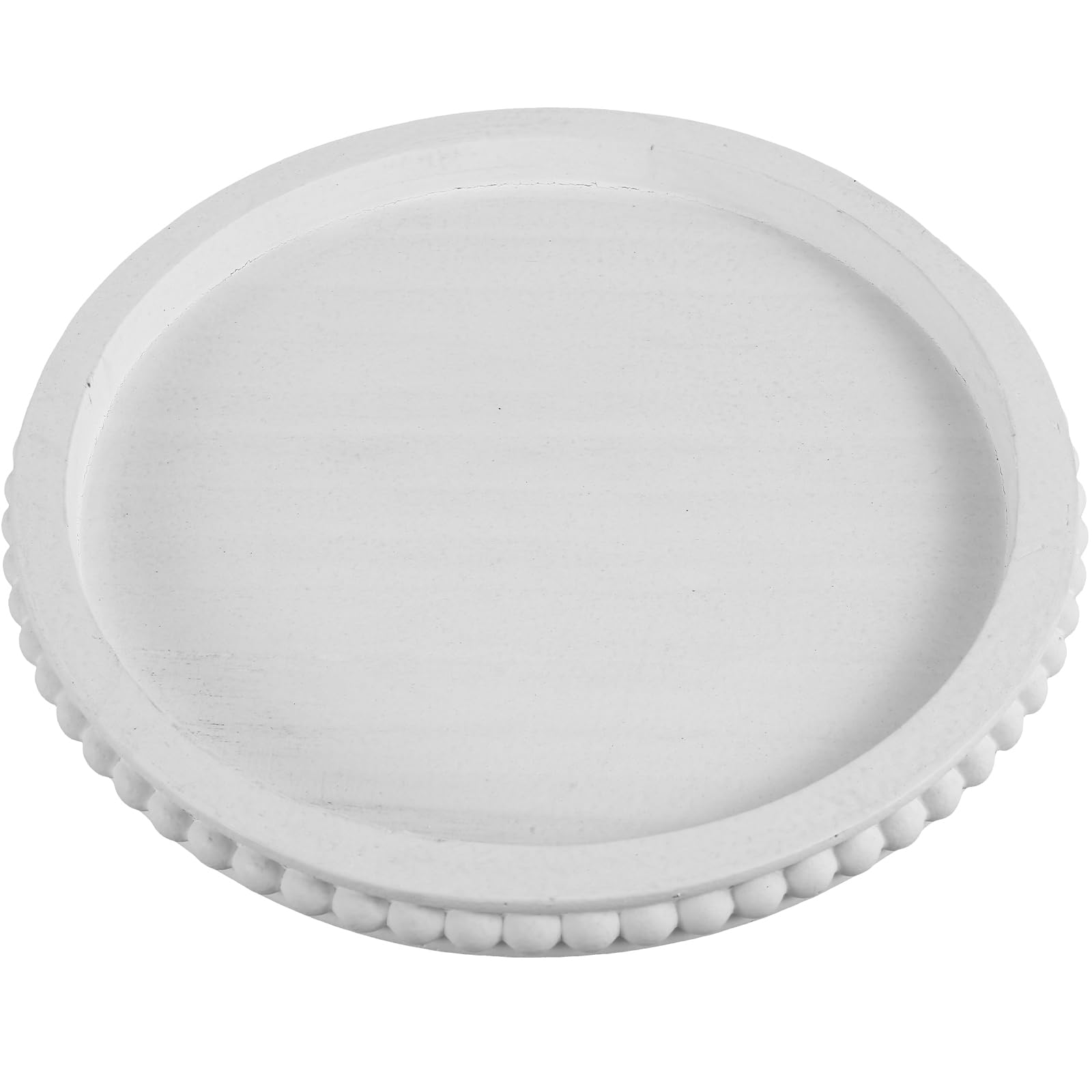 30cm Round Wood Decorative Tray Rustic Coffee Table Tray Farmhouse Centerpiece Wooden Serving Trays Home Decor for Farmhouse Kitchen Dining Room Living Room Entryway Table(white)