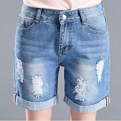 TOUSHI Pantalones Cortos de Verano para Mujeres Puños Sueltos Pantalones Cortos Rectos Pantalones Vaqueros de señora Stretch