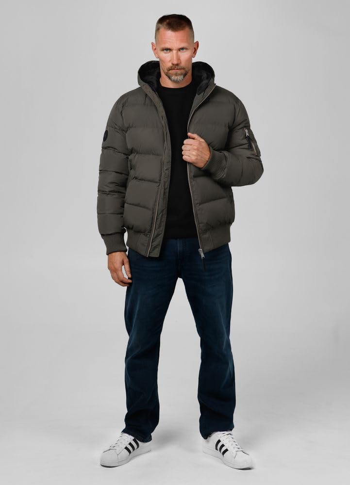 PITBULL – Giacca Uomo Invernale Bomber Gopher, Giubbotto Trapuntato con Cappuccio e Cerniera, Piumino Caldo Antivento e Impermeabile Resistente alla Neve