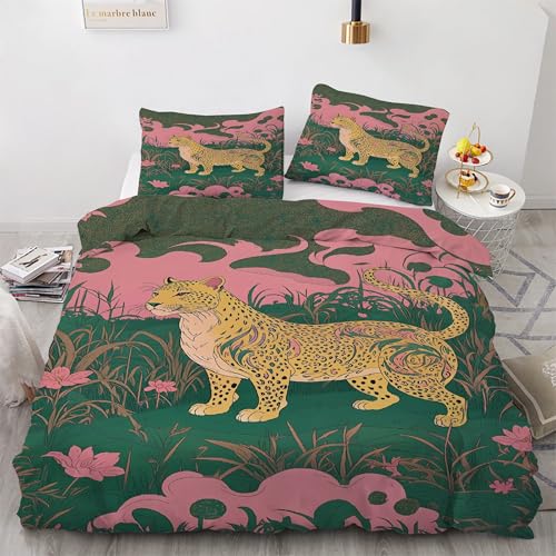 Housse de Couette 200x200 Léopard Ensemble de Literie Animaux en Microfibre - 2