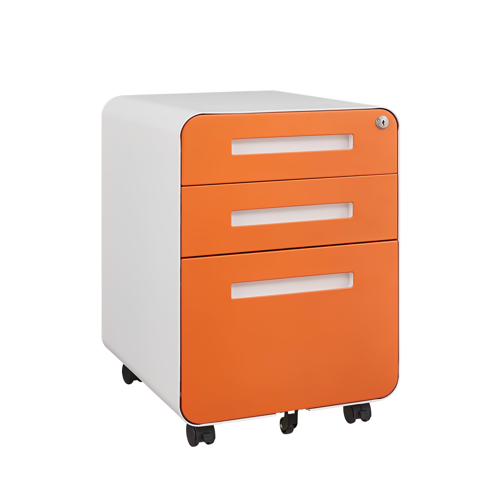 MilleLoom 3 Drawer File Cabinet for Home Office, Under Desk Mobile Filing Cabinet with Lock for A4/Letter/Legal Size, 5 Wheel Anti-tilt Rolling File