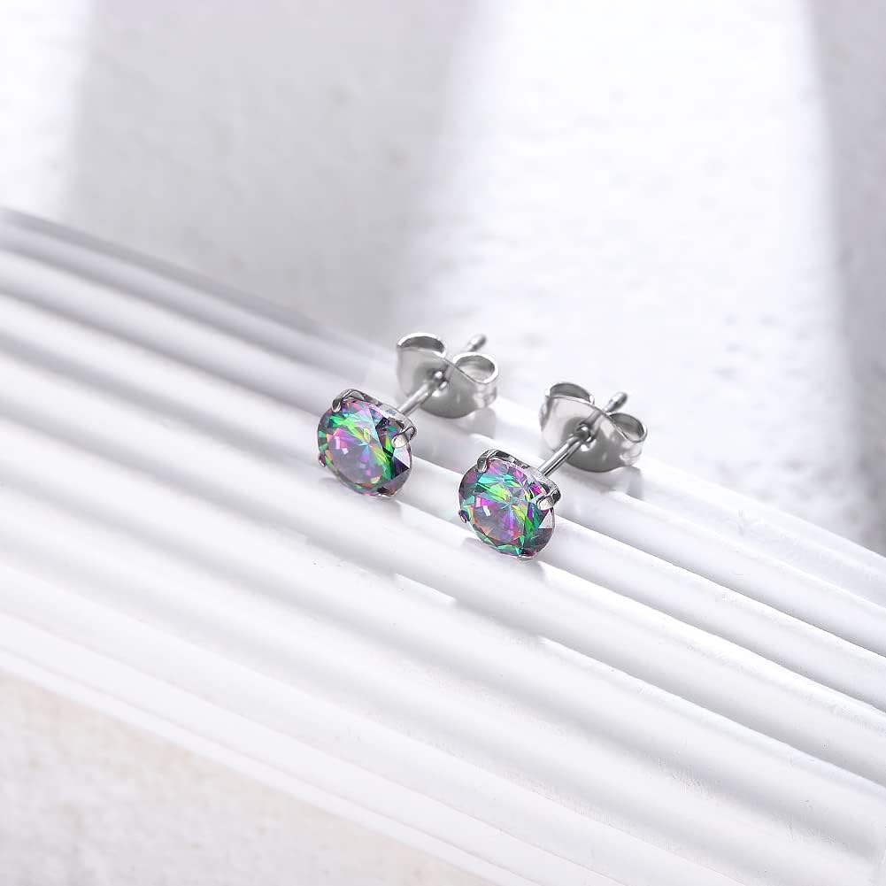 VOJO G23 Titanium Cubic Zirconia Earrings Studs for Sensitive Ears Hypoallergenic Birthstone Diamond Tiny Stud Earrings for Women - Image 6