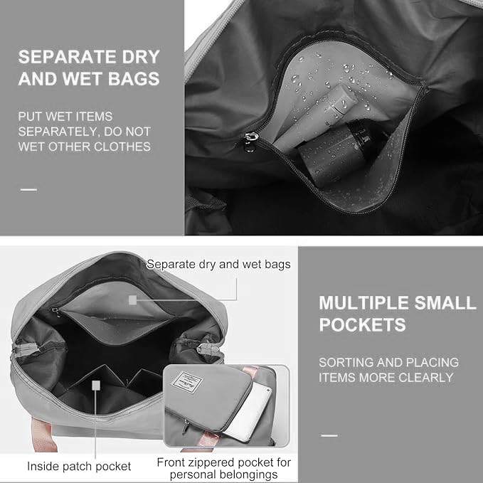 Image of WildHorn Nylon Duffel Bag for Women | Folding Carry-on Expandable Large Capacity DurableLightweight Travel & Gym Duffel with Front Zipper Pocket (Grey)