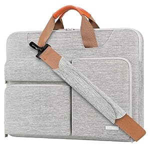 Lacdo 360° Protective Laptop Shoulder Bag Sleeve Case for 15.6 inch ASUS Vivobook/ChromeBook/TUF Gaming, Dell Inspiron 15, HUAWEI MateBook D15, HP Pavilion 15, Acer Aspire 5/Nitro 5, Lenovo V15, Grey