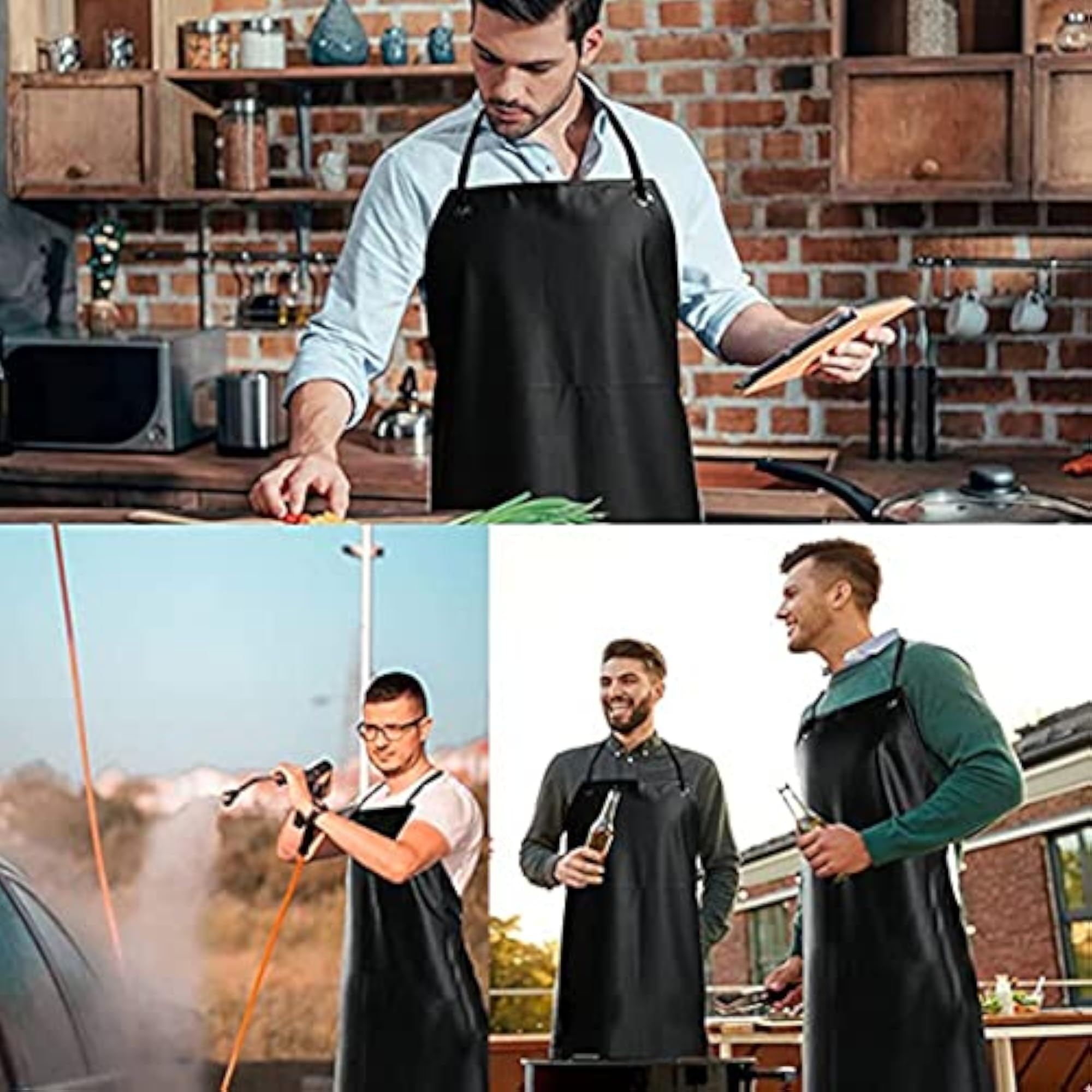 Waterproof Rubber Vinyl Apron Black, Light Duty