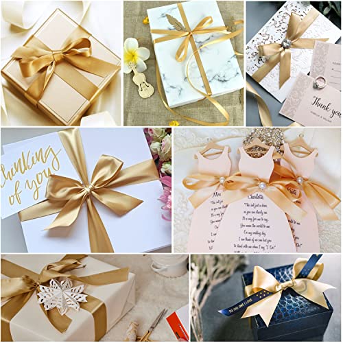 Gold Satin Ribbon 25mm x 23 Meters, Solid Color Fabric Present Ribbon for Crafting Gift Wrapping, Bows Making - Image 4