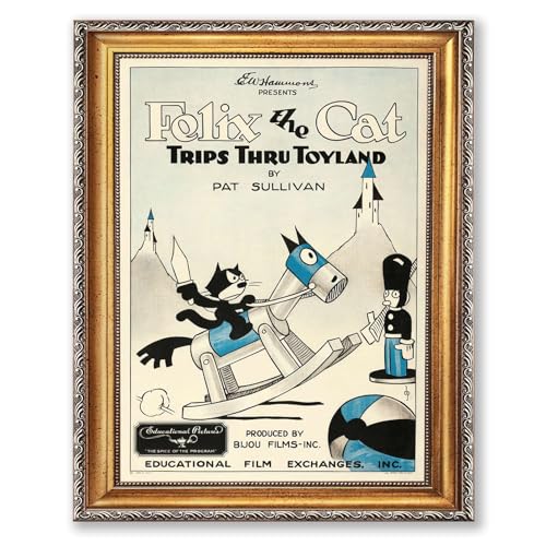 Framed Vintage Cat Toyland Poster Canvas Print Art Whimsical Wall