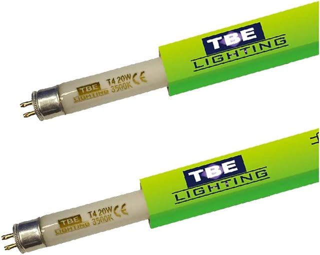 TBE LIGHTING T4 20w Fluorescent Tube Lamps 578mm - 2 Pack of CFL Bulbs - G5 2-Pin Base Fittings - T4 High Efficiency Lamps, Soft White 3500K