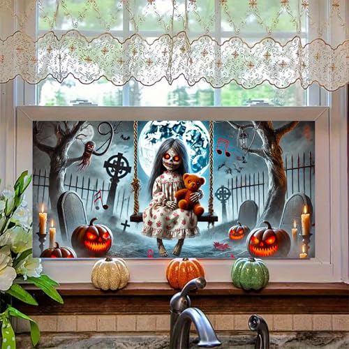 Film de privacidad para ventana con diseño Halloween 39.3x17.7 pulg miniatura 1