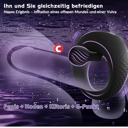 Penisring Vibrator mit 360° Verstellbarem Perlen-Klitorisstimulator, Sex Spielzeug für die Paare Männer Frauen, YAWNSHE Cockring Penis Ring Sex Toys, Erotisches Sexspielzeug für Paare Mann Extrem Sex
