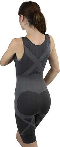 Miniatura 2 de ToBeInStyle Body moldeador de compresión de cuerpo completo para mujer, Faja de cuerpo de busto abierto - Gris