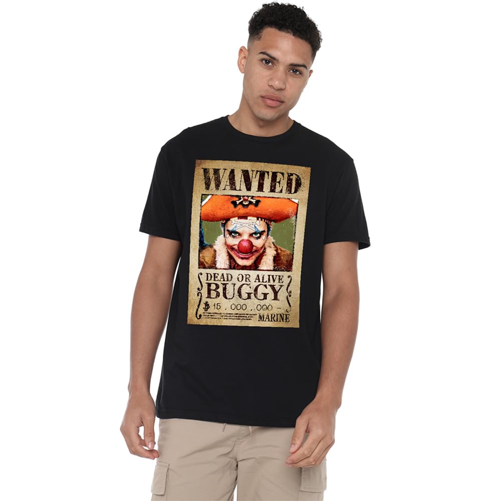 One Piece Buggy The Clown Pirate Wanted Poster Unisex T-Shirt, Black, XXXX-Large