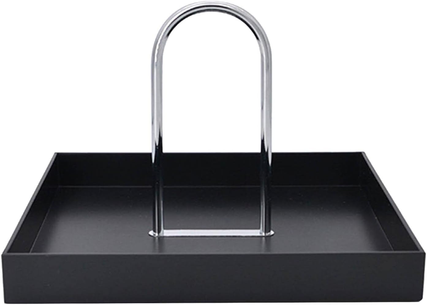 Vanity Tray Organizer Perfume Tray Makeup Tray Jewelry Tray with Handle in and Aluminum Alloy Suitable for Skincare Setup Perfume, Black