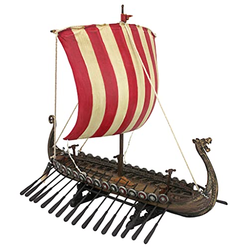 Design Toscano Drekar The Viking Longship Collectible Museum Replica Statue, 13 Inch, Full Color