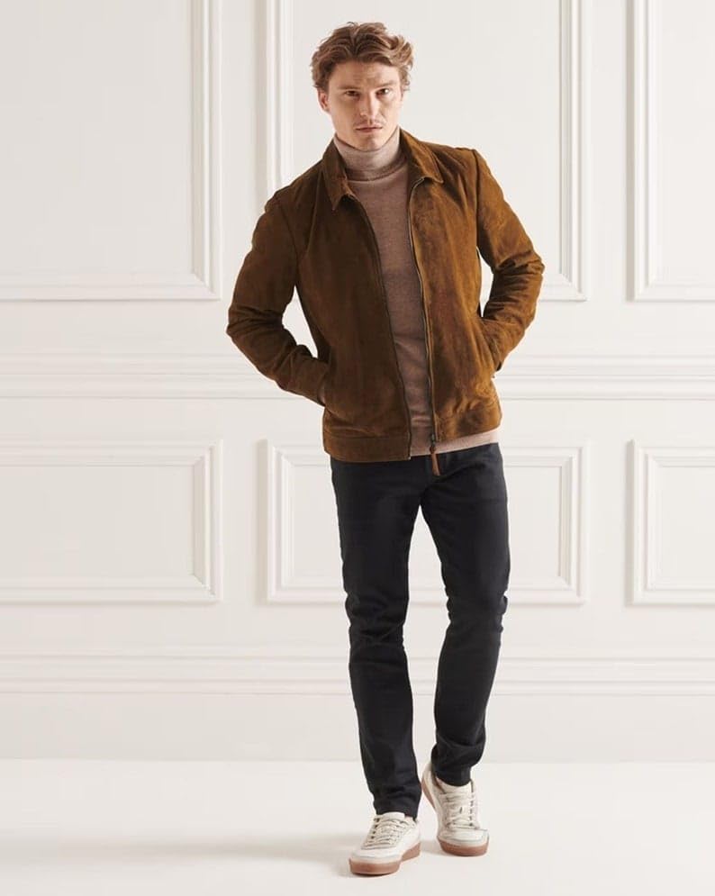 Image of LEATHER JACKET FOR MEN SUEDE.