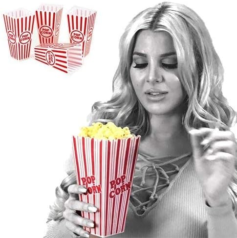 Adorox (Set of 4) Movie Theater Style Popcorn Containers Set (Reusable plastic)