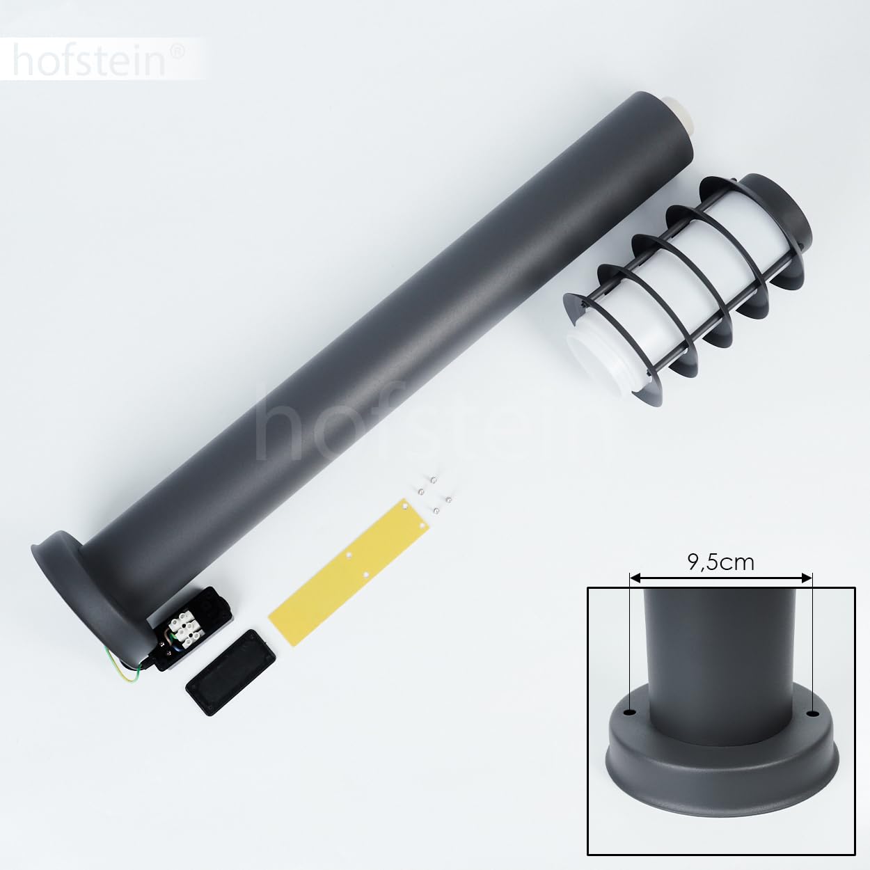 HOFSTEIN Lampa zewnętrzna Tunes, nowoczesna lampa cokołowa z metalu/tworzywa sztucznego w kolorze antracytowym/białym, lampa ścieżkowa 80 cm, lampa ogrodowa, E27, oświetlenie ogrodowe IP44, bez