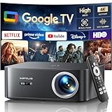 【Official Google TV/4K Supported 】Smart Projector with WiFi & Bluetooth, Outdoor & Home TV Movie Projectors with Voice Control,Auto Focus & Keystone,Compatible with Netflix Proyector WiMiUS K13 Black