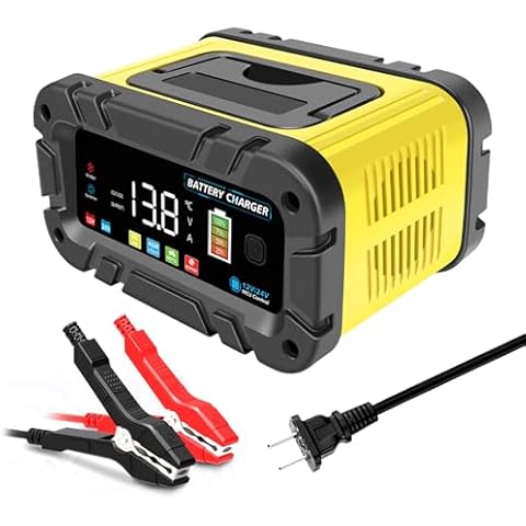 AUMOTOP 20A 12V/24V Battery Charger - Fully Automatic with Color Screen, Battery Care with Winter Mode & Repair for Various Types Cover