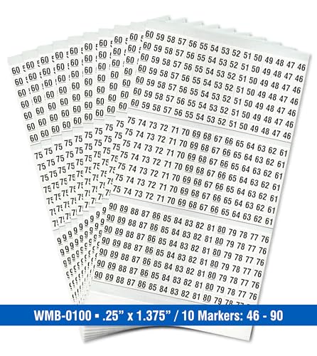 Premium Wire Marker Book for Cable Management, Vinyl-Coated, High-Tack Adhesive, Electric Panel Wire Label Stickers - 10 Pages, 1 Book, Numbered 46-90 (Pack of 1) - Thumbnail 2